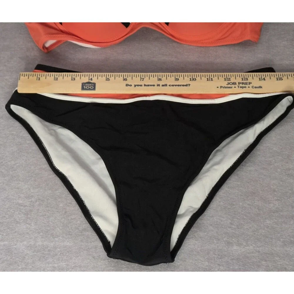 CUPSHE Colorblock Bikini Swim Set Sz XL Womens Coral Blk Green Padded Two Pc NWT